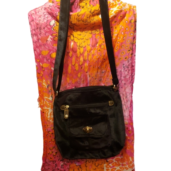 Black Velvet Cross Body Hand Bag - Picture 1 of 5